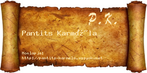 Pantits Karméla névjegykártya